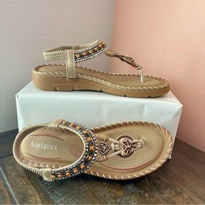 Aomigoct Women’s Bohemian Beaded Sandals_NWOT